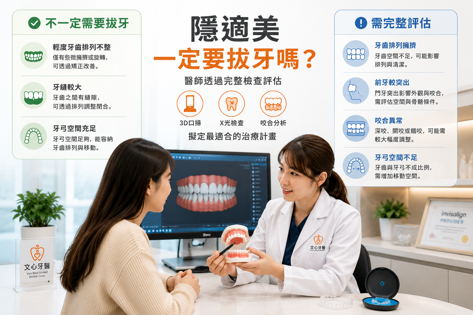 隱適美是否需要拔牙評估示意圖
