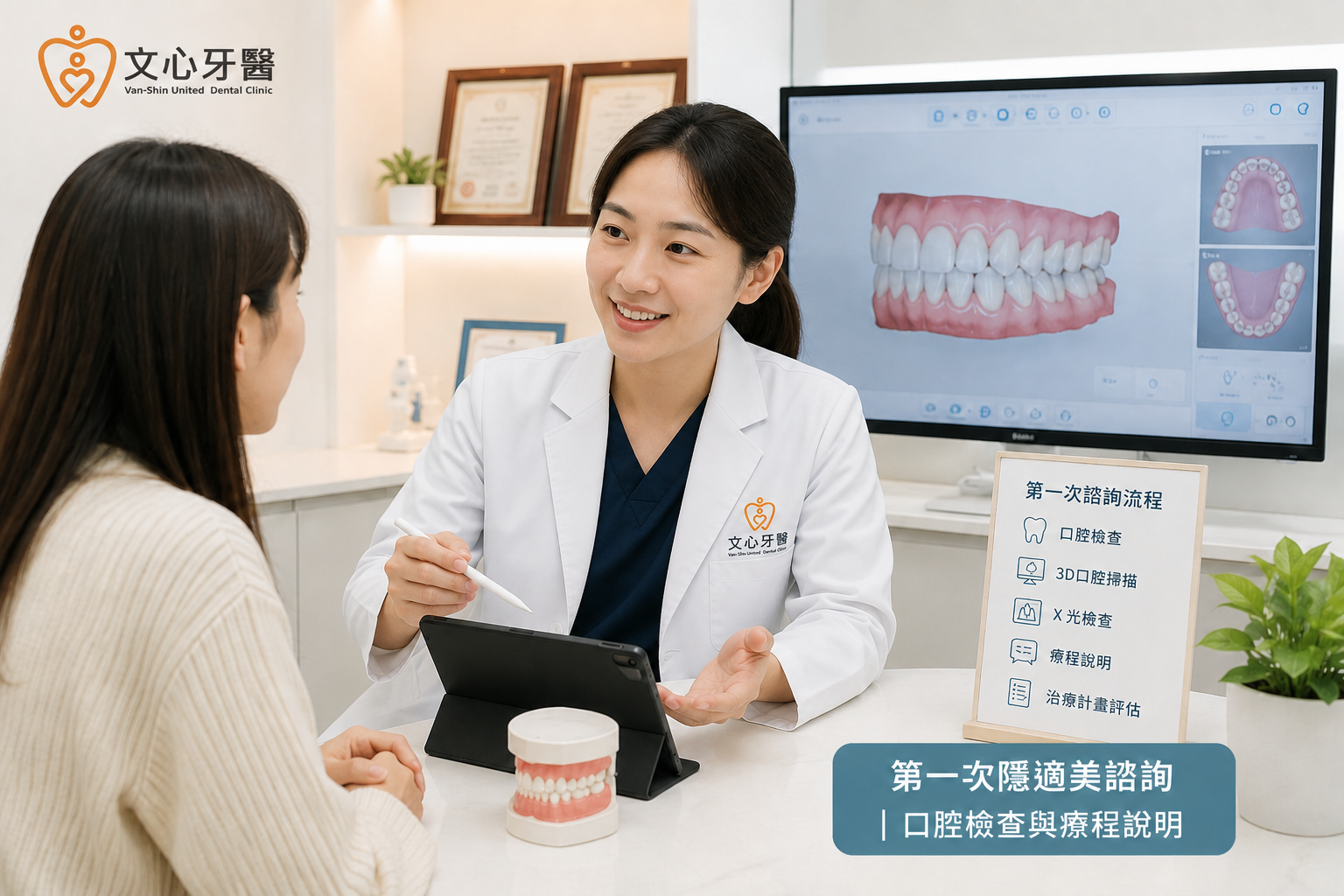 第一次隱適美諮詢口腔檢查示意