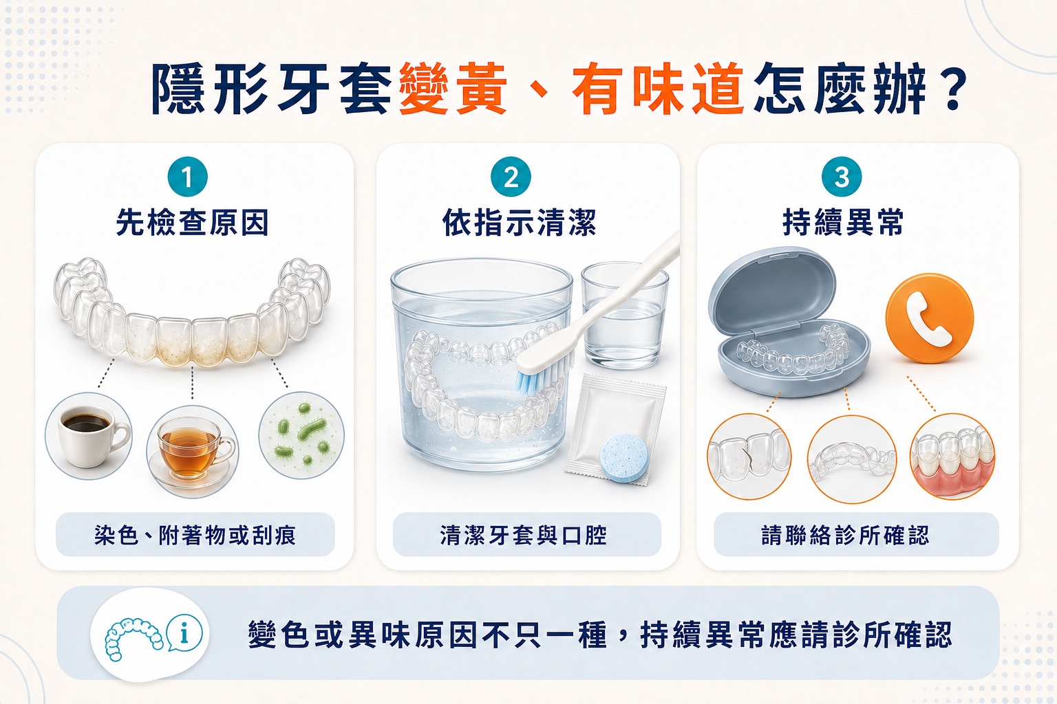 隱形牙套變黃或有異味時的原因檢查與聯絡診所時機